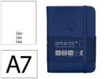 Caderno com Elástico Antartik capa dura azul marinho. Formato A7, com 80 folhas lisas, gramagem 80 grs.