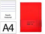 Caderno com Elástico Antartik capa dura vermelha. Formato A4, com 100 folhas pautadas, gramagem 80 grs.