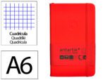 Caderno com Elástico Antartik capa dura vermelha. Formato A6, com 100 folhas quadrículadas, gramagem 80 grs.