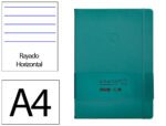 Caderno com Elástico Antartik capa dura verde água-marinha. Formato A4, com 100 folhas pautadas, gramagem 80 grs.