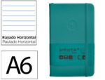 Caderno com Elástico Antartik capa dura verde água-marinha. Formato A6, com 100 folhas pautadas, gramagem 80 grs.
