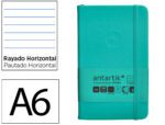 Caderno com Elástico Antartik capa dura turquesa. Formato A6, com 100 folhas pautadas, gramagem 80 grs.