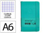 Caderno com Elástico Antartik capa dura turquesa. Formato A6, com 100 folhas quadrículadas, gramagem 80 grs.