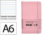 Caderno com Elástico Antartik capa dura rosa pastel. Formato A6, com 100 folhas pautadas, gramagem 80 grs.