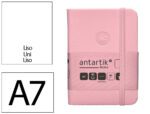 Caderno com Elástico Antartik capa dura rosa pastel. Formato A7, com 100 folhas lisas, gramagem 80 grs.
