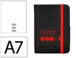 Caderno com Elástico Antartik capa dura preto e vermelho. Formato A7, com 100 folhas lisas, gramagem 80 grs.