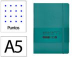 Caderno com Elástico Antartik capa mole verde água-marinha. Formato A5, com 100 folhas pontos, gramagem 80 grs.