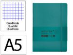 Caderno com Elástico Antartik capa mole verde água-marinha. Formato A5, com 100 folhas quadrículadas, gramagem 80 grs.