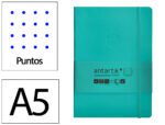 Caderno com Elástico Antartik capa mole turquesa. Formato A5, com 100 folhas pontos, gramagem 80 grs.
