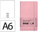 Caderno com Elástico Antartik capa mole rosa pastel. Formato A6, com 100 folhas lisas, gramagem 80 grs.