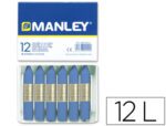 Lápis de Cera Manley. Pack 12 unidades. Cor azul Ultramar