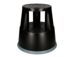 Tamborete Q-Connect com rodas retráteis, cor preto.