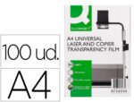 Acetato Q-Connect. Formato A4 para fotocópias a duas faces. Caixa com 100 unidades.