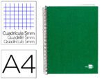 Caderno Espiral Liderpapel Paper Coat. Formato A4, com 160 folhas, quadrículado. Cor verde.