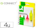 Marcador Fluorescente Q-Connect de ponta biselada, bolsa de 4 marcadores.