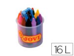 Lápis de Cera Jovicolor. Pote com 16 unidades, cores sortidas.