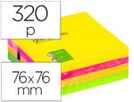 Bloco de Notas Adesivas Q-Connect. Formato 75 X 75 mm. Cor fluorescente.