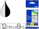 Fita Brother Tz-131 laminada, transparente-preto, 12mm. X 8 metros.