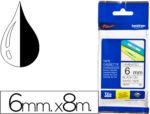 Fita Brother Tz-211 laminada, branco-preto, 6mm. X 8 metros.