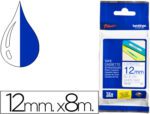 Fita Brother Tz-233 laminada, branco-azul, 12mm. X 8 metros.