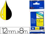 Fita Brother Tz-631 laminada, amarelo-preto, 12mm. X 8 metros.