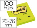 Bloco de Notas Adesivas Post-It. Formato 76 X 76 mm. Cor verde.