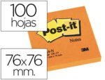 Bloco de Notas Adesivas Post-It. Formato 76 X 76 mm. Cor laranja.