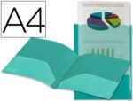 Bolsa Dossier Liderpapel com dupla bolsa. Formato A4, cor verde.
