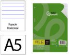 Recarga de Argolas Liderpapel. Formato A5 pautado. Gramagem 100 G/M². Contém 100 folhas.