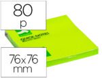 Bloco de Notas Adesivas Q-Connect. Formato 75 X 75 mm. Cor verde fluorescente.