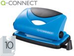 Furador Q-Connect, capacidade 10 folhas, cor azul.