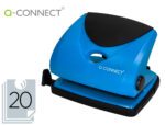 Furador Q-Connect, capacidade 20 folhas, cor azul.