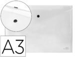 Bolsa Porta Documentos Liderpapel com mola. Formato A3, cor transparente.