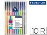 Marcador Staedtler Triplus, traço 1,6 mm., com 10 unidades.
