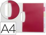 Bolsa Dossier Liderpapel com clip lateral. Formato A4. Cor cristal com separadores.