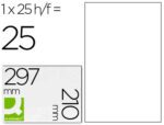 Etiqueta Adesiva Q-Connect, formato A4, medida transparente para tinta. Caixa com 25 folhas.