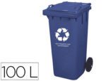 Contentor de Lixo em plástico Q-Connect com duas rodas. Com capacidade para 100 litros. Cor azul
