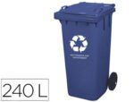 Contentor de Lixo em plástico Q-Connect com duas rodas. Com capacidade para 240 litros. Cor azul