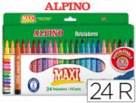 Marcador Alpino Maxi, ponta média de 2,8 mm. Muito resistente. Com 24 unidades.