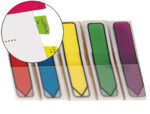Bandas Separadoras Post-It Index. Flechas cores: azul, amarelo, verde, vermelho e violeta.