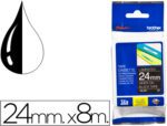 Fita Brother Tz-355 laminada, preto-branco, 24mm. X 8 metros.