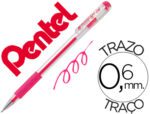 Roller Pentel K116, gel grip. Cor rosa.