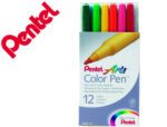 Marcador Feltro Pentel S360, carteira com 12 unidades.