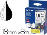 Fita Brother Tz-S241 Super adesiva branco-preto, 18 mm. X 8 metros.