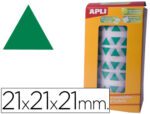 Etiquetas Autoadesivas Triangulares Apli, medida 21X21X21 mm. Cor verde em rolo.