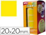 Etiquetas Autoadesivas Quadradas Apli, medida 20X20 mm. em rolo, cor amarelo.