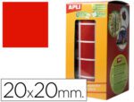 Etiquetas Autoadesivas Quadradas Apli, medida 20X20 mm., cor vermelho em rolo de 1770 etiquetas.