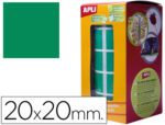 Etiquetas Autoadesivas Quadradas Apli, medida 20X20 mm., cor verde em rolo de 1770 etiquetas.