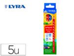Lápis de Cor Lyra Groove Triangular, minas de 4,25 mm. Caixa com 5 cores.