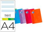 Caderno Escolar Oxford. Com 48 folhas. Formato A4, duas linhas, pautado. Papel de 90 G/M². Cores sortidas.
